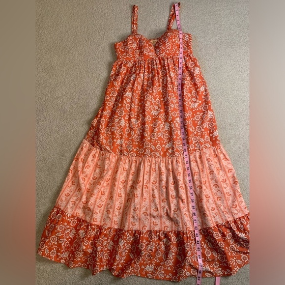 NWT band of the free Women Boho Floral Maxi Dress Orange Size Small - Picture 3 of 7